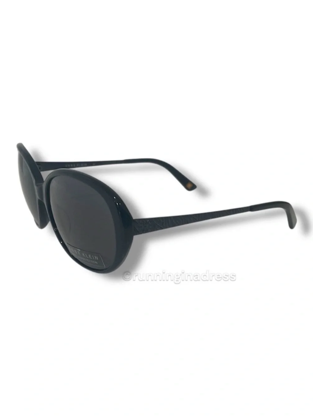 Anne Klein AK7000 Black Oversized Oval Sunglasses / NWOT Y2K Retro Chic UV Sun